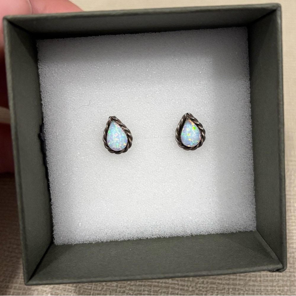 Child of Wild sterling silver opal teardrop stud earrings